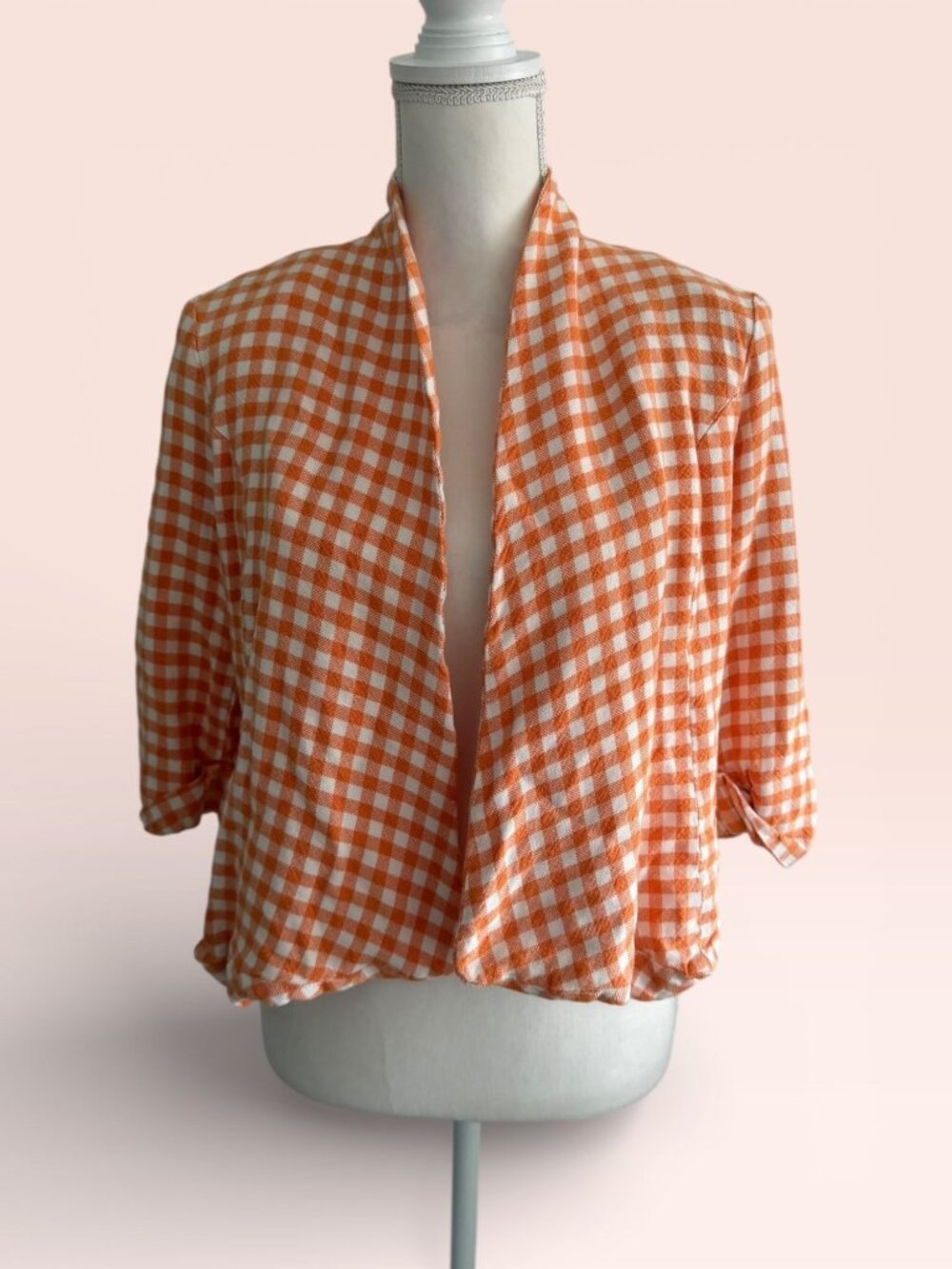 ALBERTO MAKALI Vintage Orange Plaid Blazer Jacket Size Large